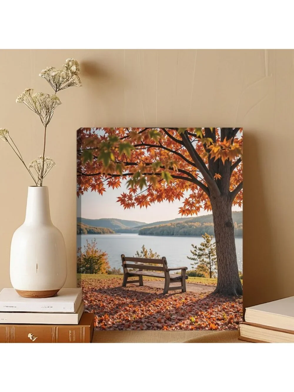 Rustic Autumn Canvas Wall Art Set - 6Pcs Pumpkin Maple Leaf Decor for Home